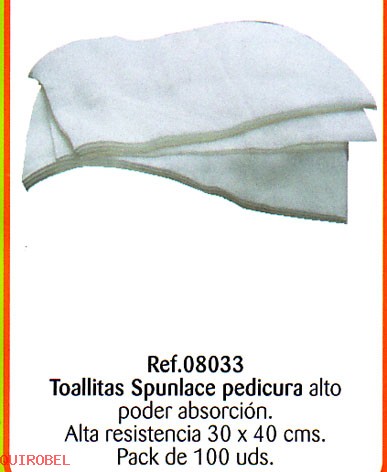   Toallitas pedicura Spunlace 100 und. Ref. 8033